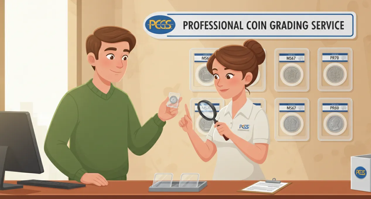 young man gets his coin PCGS graded