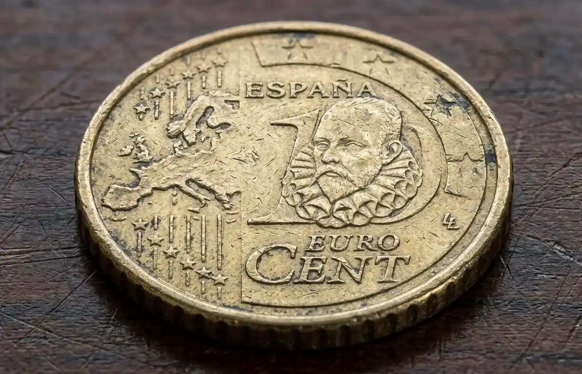 Großaufnahme einer gebrauchten 10-Cent-Münze